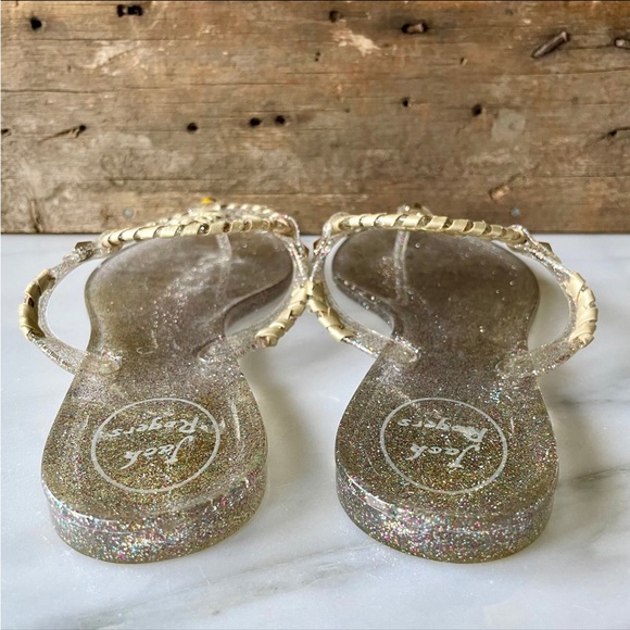 🌟 Jack Rogers Gold Multi Glitter Medallion Jelly Flat Sandals sz 9 - Picture 7 of 14